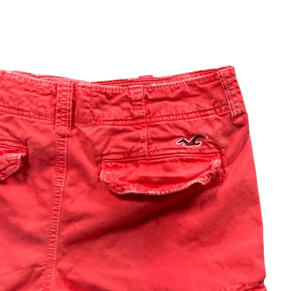 VTG Y2K‎ Hollister Red Cargo Shorts Mens 30 Coral Surf Skate Streetwear Utility